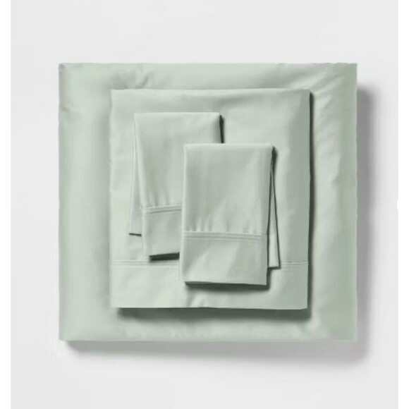 Solid Performance 400 Thread Count Sheet Set - Silver Green - Threshold - King - Picture 1 of 6